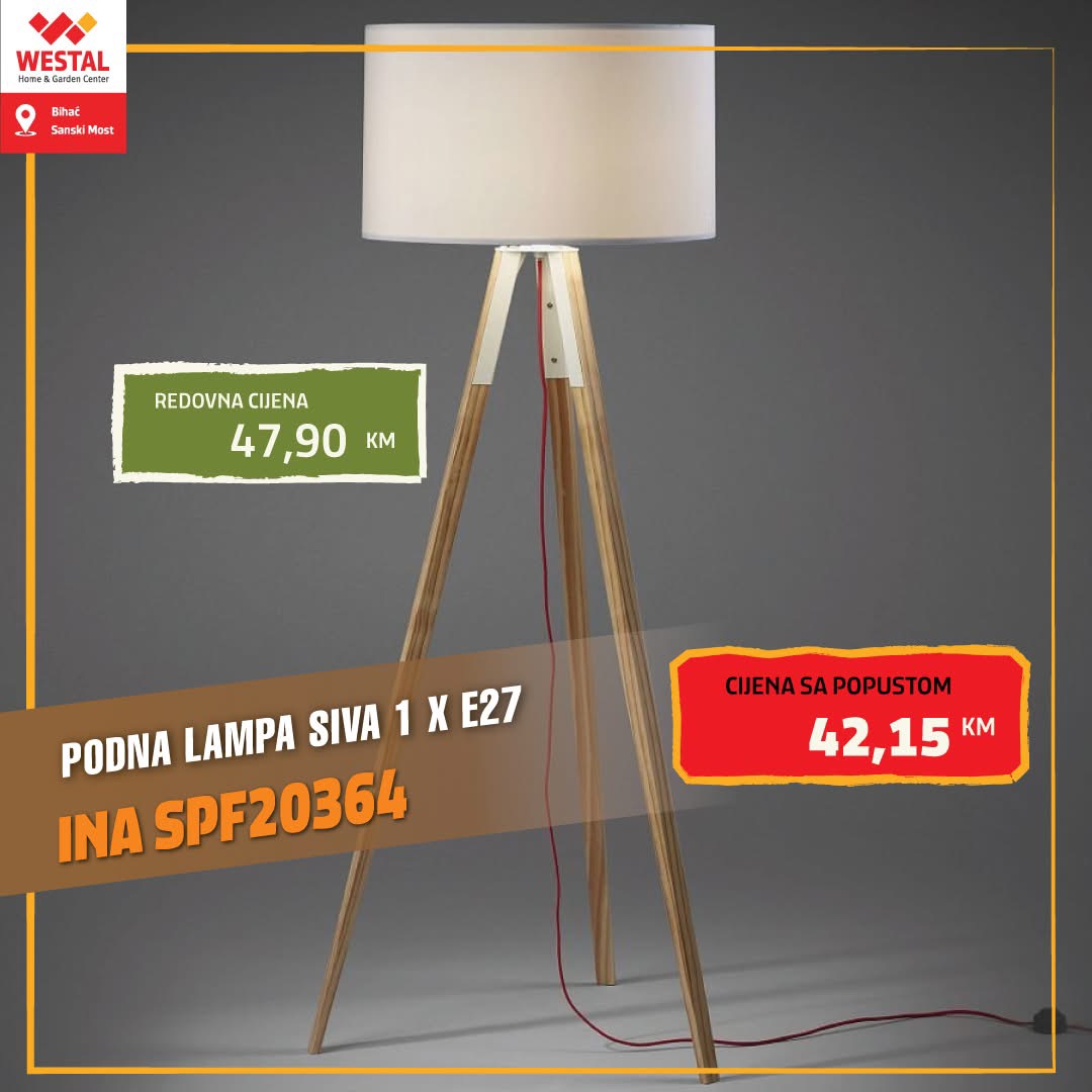 Podna LAMPA SIVA E27
